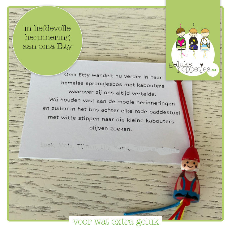 Gelukspoppetjes voor een overlijden, begrafenis of crematie