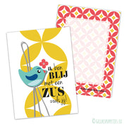 Kaartje ik ben blij met een zus zoals jij