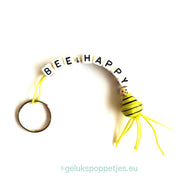 Sleutelhanger bee-happy met gelukspoppetje bijtje