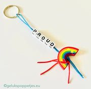 Sleutelhanger proud met gelukspoppetje regenboogje