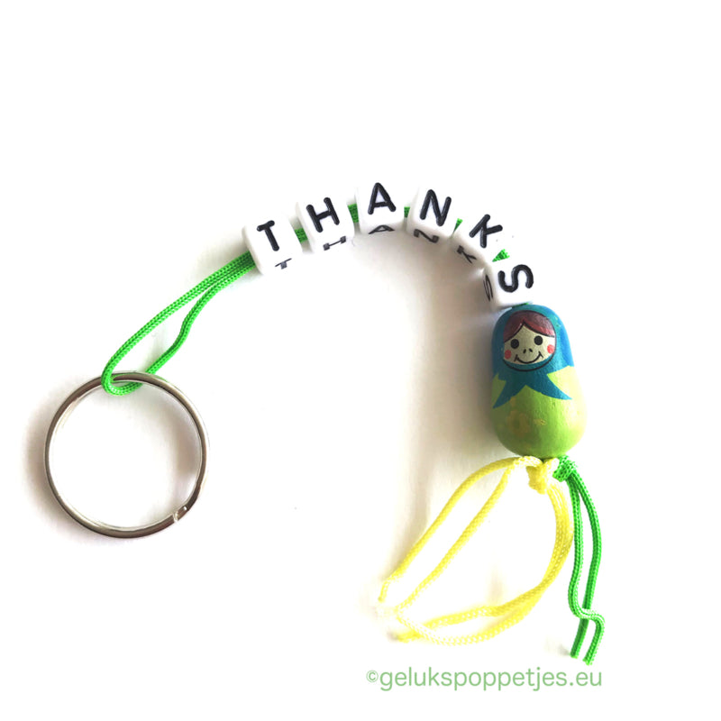 Sleutelhanger Thanks met gelukspoppetje Matroesjka