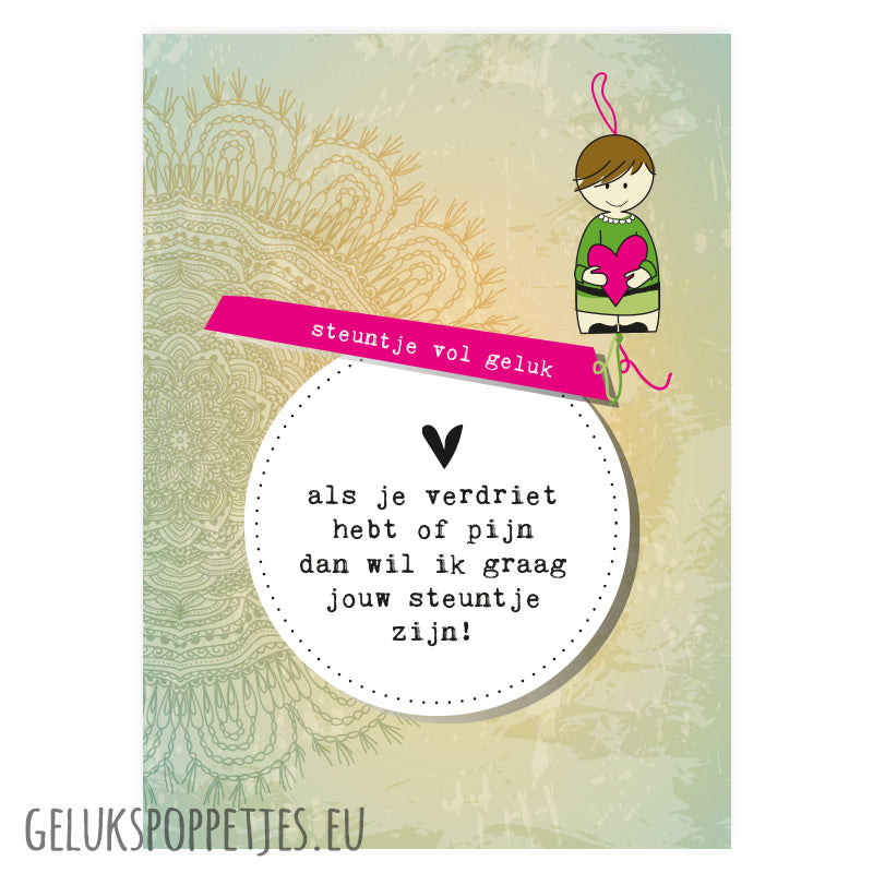 Kaartje steuntje vol geluk