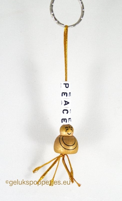 Sleutelhanger peace met gelukspoppetje boeddha