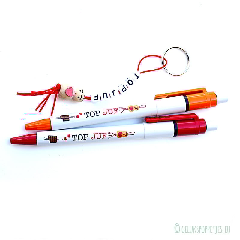 Sleutelhanger topjuf met gelukspoppetje hartje op de buik