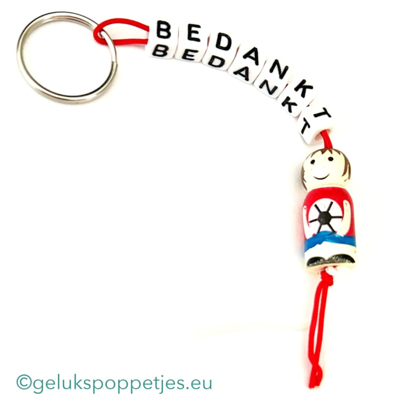 Sleutelhanger bedankt met gelukspoppetje voetballer