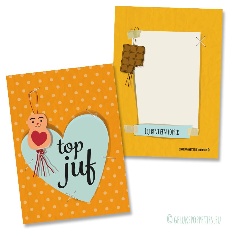 Sleutelhanger topjuf met gelukspoppetje hartje op de buik