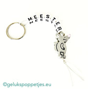 Sleutelhanger meester met gelukspoppetje muisje