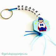 Thank you keychain with lucky superhero doll