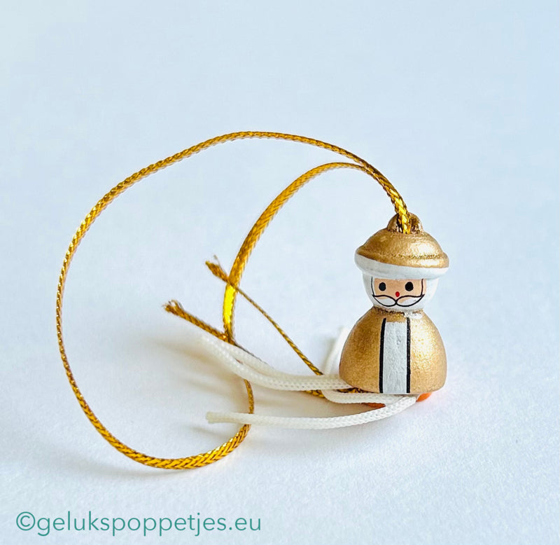 Gelukspoppetje kerstmannetje goud