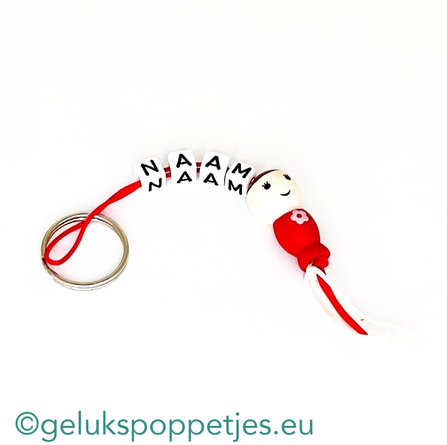 Naam sleutelhanger met gelukspoppetje doll