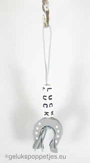 Sleutelhanger luck met gelukspoppetje hoefijzer