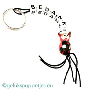 Sleutelhanger bedankt met gelukspoppetje duiveltje