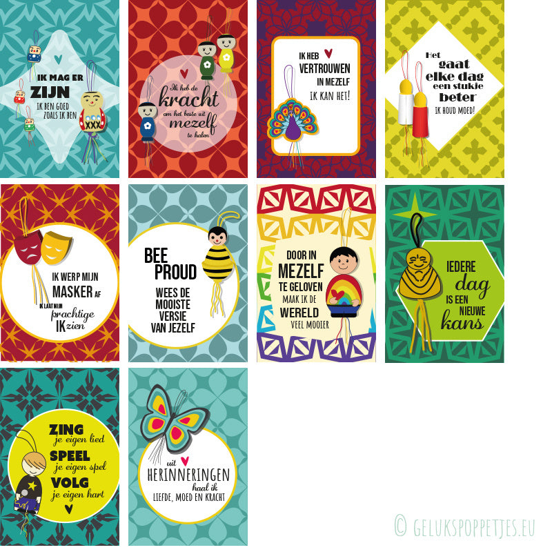 Affirmatie kaartjes 10 verschillende in een doosje