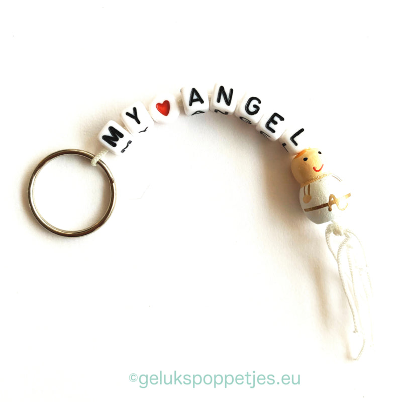 Sleutelhanger my loving angel met gelukspoppetje engel