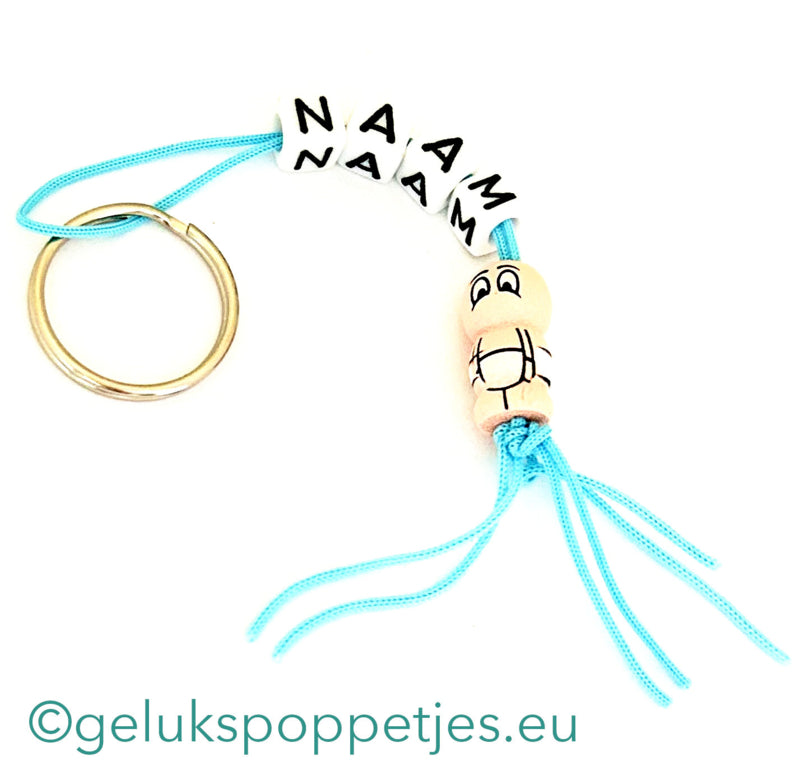 Naam sleutelhanger met gelukspoppetje baby jongen