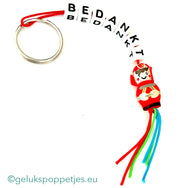 Sleutelhanger bedankt met gelukspoppetje brandweermannetje