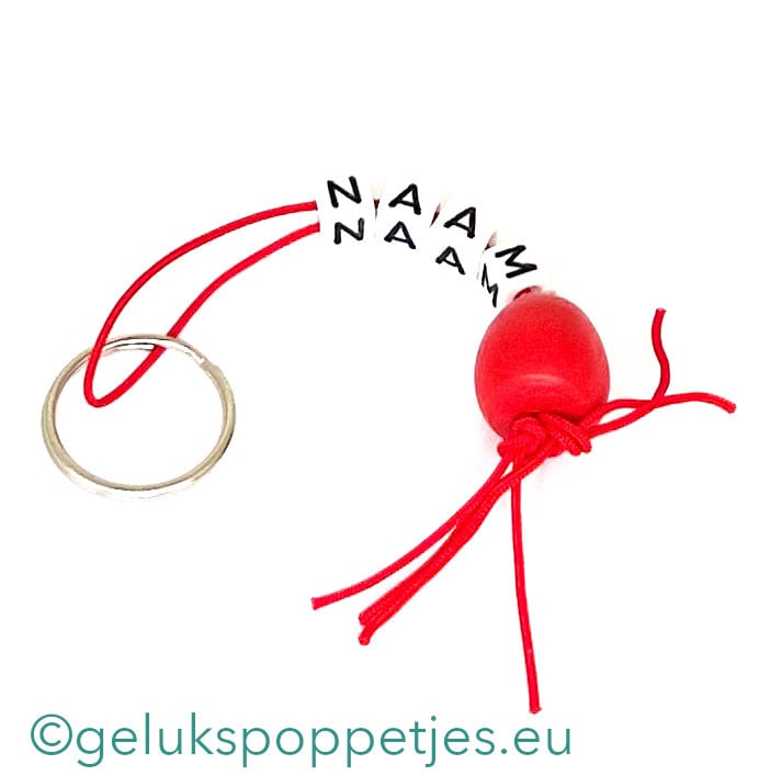Naam sleutelhanger met gelukspoppetje fruit