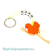Naam sleutelhanger met gelukspoppetje eekhoorntje