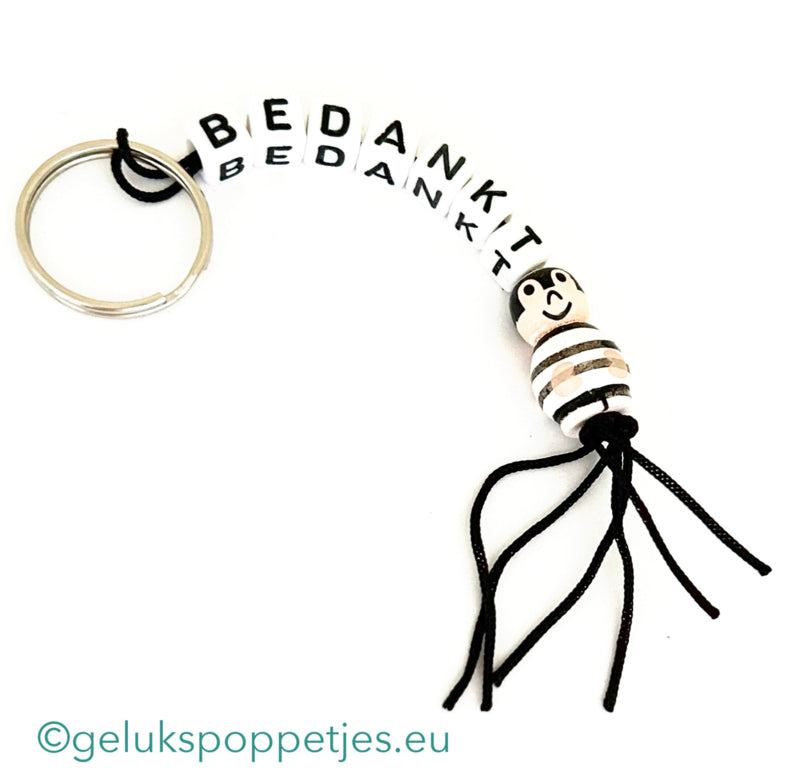 Sleutelhanger bedankt met gelukspoppetje boefje
