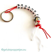 Sleutelhanger bedankt met gelukspoppetje verpleegster