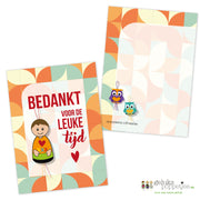 Kaartje bedankt voor de leuke tijd