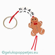 Naam sleutelhanger met gelukspoppetje gingerbread