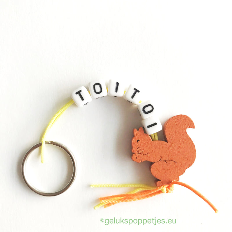 Sleutelhanger toitoi met gelukspoppetje klavertje vier