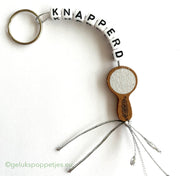 Sleutelhanger knapperd met gelukspoppetje spiegeltje