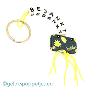 Sleutelhanger bedankt met gelukspoppetje koffertje