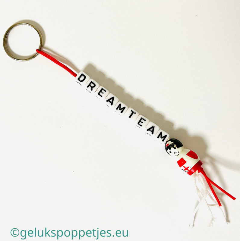 Sleutelhanger dreamteam met gelukspoppetje zustertje