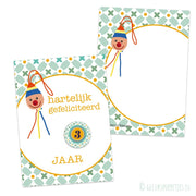 Kaartje gefeliciteerd clowntje