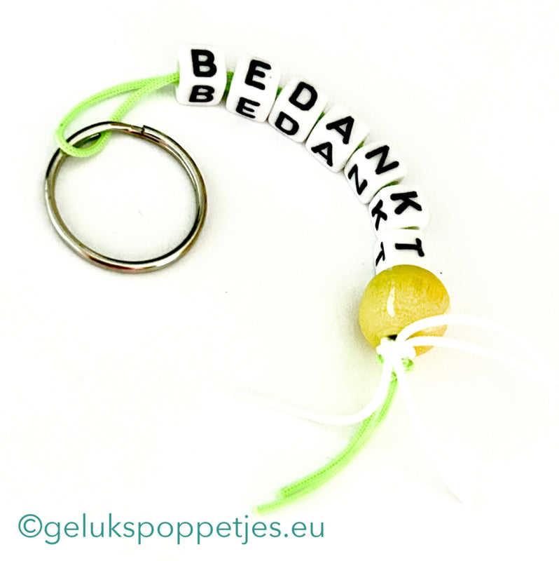 Sleutelhanger bedankt met gelukspoppetje tennisbal