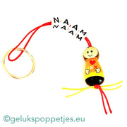 Naam sleutelhanger met gelukspoppetje met vlecht
