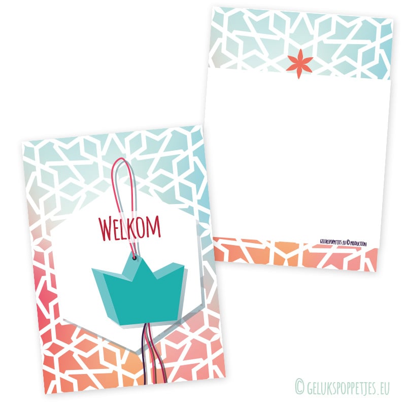 Sleutelhanger welkom met gelukspoppetje kroontje