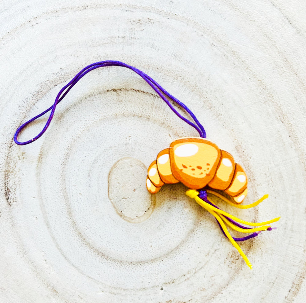 Name keychain with croissant lucky charm