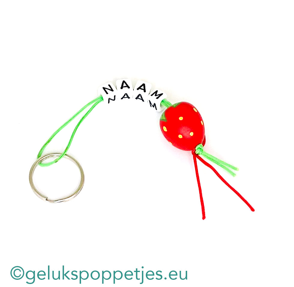 Naam sleutelhanger met gelukspoppetje fruit