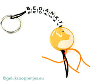 Sleutelhanger bedankt met gelukspoppetje hondje