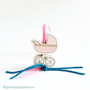 Gelukspoppetje kinderwagen roze