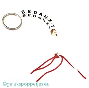 Bedankt sleutelhanger met gelukspoppetje bruidje