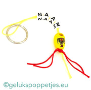 Naam sleutelhanger met gelukspoppetje boerenklomp