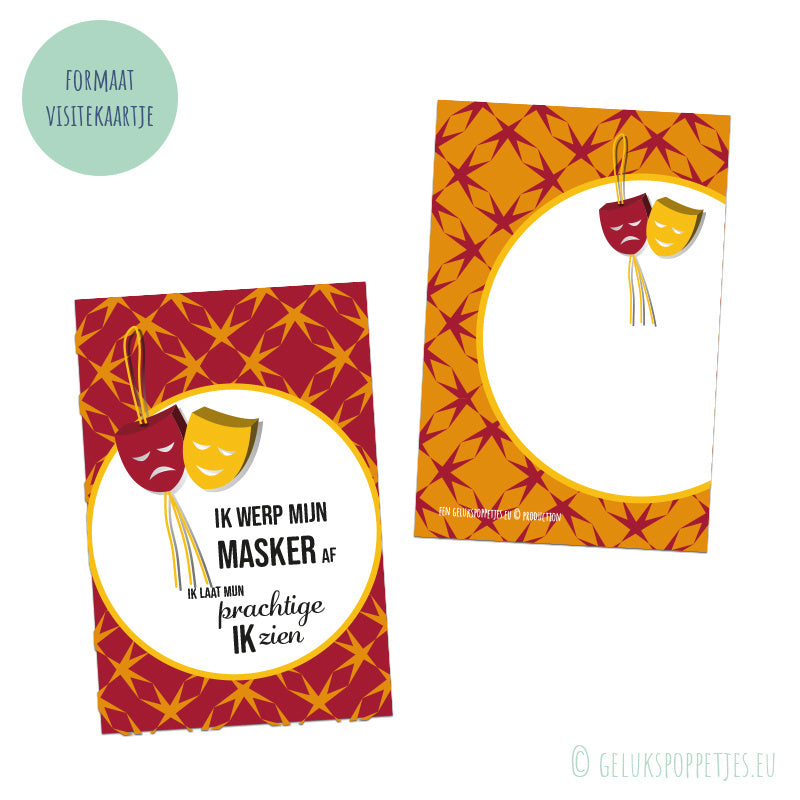 Affirmatiekaartje ik werp mijn masker af