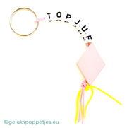 Sleutelhanger top juf met gelukspoppetje spekje