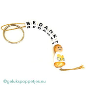 Sleutelhanger bedankt met gelukspoppetje gouden engel