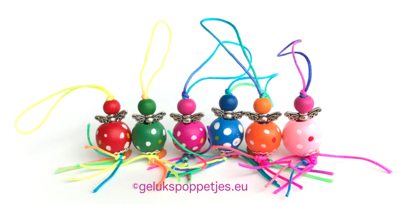 gelukspoppetje gekleurde engel met stipjes