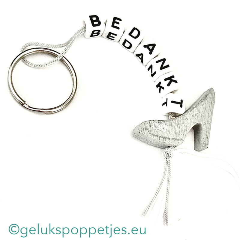 Sleutelhanger bedankt met gelukspoppetje schoentje