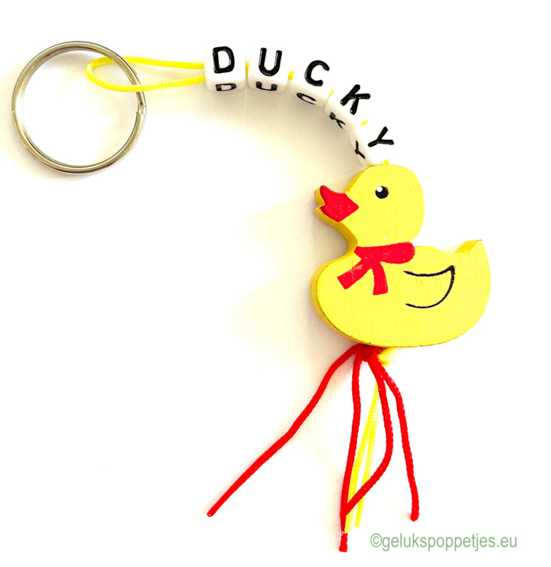 Sleutelhanger ducky met gelukspoppetje badeend