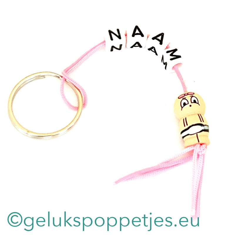 Naam sleutelhanger met gelukspoppetje baby meisje