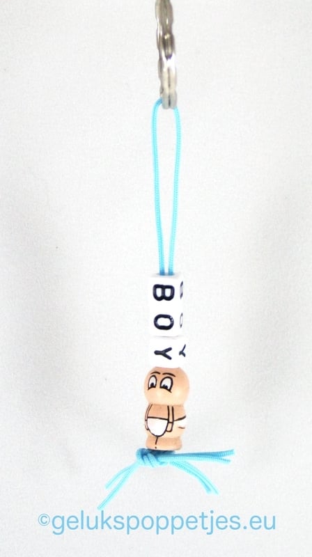 Sleutelhanger boy met gelukspoppetje baby jongetje