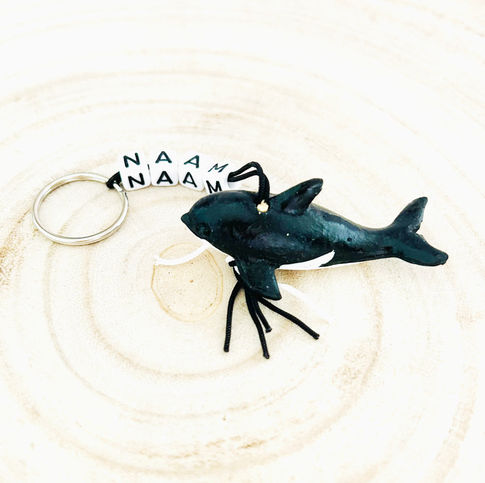Schlüsselanhänger mit Namen und Glücksbringer-Orca