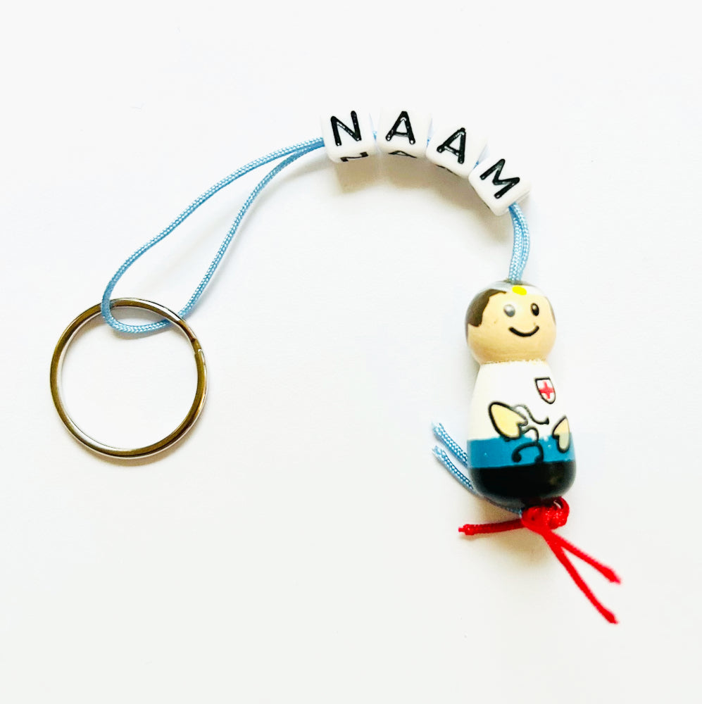 Name keyring with lucky charm doctor